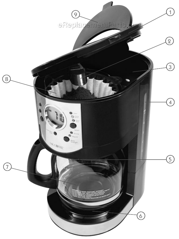 Page A Diagram and Parts List for CJX21CP  Mr Coffee Coffee Maker